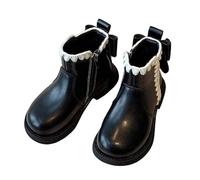 Generisch Botines de equitación para niños, botas de invierno, cálidas, botines de piel, para exteriores, para el tiempo libre, de princesa, de un solo color