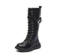 Generisch Botines de equitación para niños, cómodos, de media altura, botas de invierno, lindas botas al aire libre, vacaciones, zapatos festivos, zapatos tiroleses de un solo color, botas