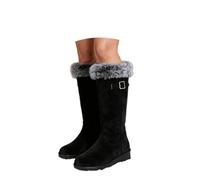Generisch Botines de invierno de media altura con forro polar y forro polar con cuello vuelto y puños de imitación - Botines informales y cómodos para clima frío, Negro , 41 EU