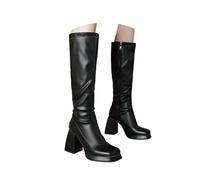 Generisch Botines de invierno para mujer, botas cálidas laterales punta redonda cuadrada tacones altos hasta la rodilla elegantes botas altas botas de equitación botas altas hasta la rodilla botas