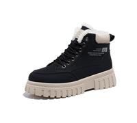 Generisch Botines de invierno para mujer con cordones | Suela de plataforma forrada y forro interior suave | Botas de nieve cómodas y cálidas para los días fríos, Negro , 38 EU