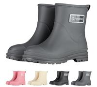 Generisch Botines de lluvia para mujer, impermeables, botas de goma ligeras, botas cortas para el día lluvioso, cómodos, botines de un solo color, botas de goma transpirables, gris, 39 EU