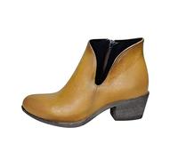 Generisch Botines de moda para mujer con tacón de bloque retro, aspecto de cremallera transpirable para mujeres conscientes de la moda, marrón, 41 EU