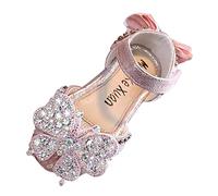 Generisch Botines de moda para niña para primavera y verano con zapatos de baile de rendimiento con lentejuelas brillantes y divertidos apliques de mariposa, Rosa., 22 EU