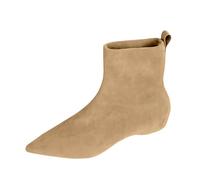 Generisch Botines de mujer con forro de terciopelo plano botas de moda con punta única y cómodas botas cortas para mujer versátiles botas delgadas botas elásticas, beige, 35 EU