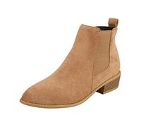 Generisch Botines de mujer de moda con cremallera lateral elegante forma puntiaguda para una moda elegante de otoño, caqui, 38 EU