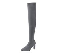Generisch Botines de tacón alto para mujer de moda para el día de invierno, elegantes y cómodos en un solo color, gris, 40 EU
