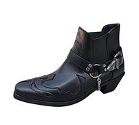 Generisch Botines elegantes para hombre, botas góticas con hebillas, zapatos casuales sin cordones, botas de piel, caña corta, zapatos de trekking, zapatos de otoño, zapatos de chelsea al aire libre