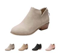 Generisch Botines elegantes para mujer, botas cortas, botas de tobillo de media altura, botas occidentales, botas puntiagudas para exteriores, Blanco, 40 EU