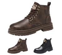 Generisch Botines monocromáticos para moto, botas de hombre, zapatos de trabajo de caña alta, zapatos deportivos, suela plana, zapatos informales, zapatillas deportivas, antideslizantes, con cordones