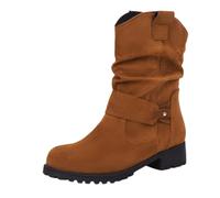 Generisch Botines mujer elegantes botas medias altas botas mujer con tacón bloque botas monocolor básico cómodo invierno botas occidentales botas tobillo botas botas botas sin cordones, marrón, 37 EU