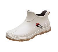 Generisch Botines para hombre, botas de goma para verano, impermeables, antideslizantes, monocolor, suela suave, cómodas, botas cortas para exteriores, barro para jardín, 39-41,5 EU, Blanco, 39.5 EU