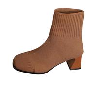 Generisch Botines para mujer, botas bajas con tacón, botas occidentales, botas elásticas, botas de equitación, botines para traje regional, botas de tobillo para otoño e invierno, marrón, 40.5 EU