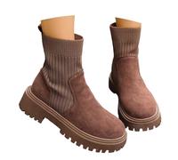 Generisch Botines para mujer, botas de entretiempo, de ante en el tobillo, monocolor, botines cortos, botas occidentales, botas de mujer, botas de equitación, botas de invierno, marrón, 40 EU