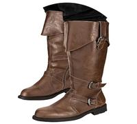 Generisch Botines para mujer, botas medievales para hombre, hasta la pantorrilla, cosplay, tacón bajo, botines para fiestas de disfraces de Halloween y actuaciones, café, 39 EU