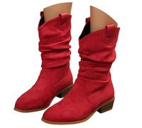 Generisch Botines para mujer, botines elegantes de un solo color, botines cálidos de invierno, botas de equitación anchas, botas de equitación para otoño, media altura, botas cortas de entretiempo