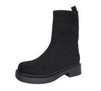 Generisch Botines para mujer clásicos, zapatos de invierno, cálidos, medias botas, botas bajas con hebilla, botas cortas, botas de entretiempo, medias altas, Negro , 41 EU