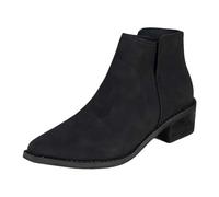 Generisch Botines para mujer con cremallera lateral Chelsea Ankle Boots Suede Botas de media caña Botas de equitación Botines cómodos tacón bloque tobillo zapatos, Negro , 37 EU