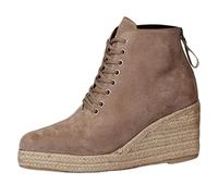 Generisch Botines para mujer con punta puntiaguda y tacón oblicuo unicolor liso suela de cuerda de paja con cremallera trasera negra elegante, caqui, 38 EU