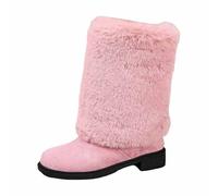 Generisch Botines para mujer - con tacón de caña ancha, elegantes botas de piel, botas de invierno, cálidas, cómodas, botas de invierno, botas de media altura para mujer, para otoño e invierno, color
