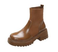 Generisch Botines para mujer, con tacón en bloque, suela de perfil, impermeable, cortavientos, Refined Chelsea Boots, botines mediados de pantorrilla, bota en el tobillo, botas cortas, otoño, tiempo