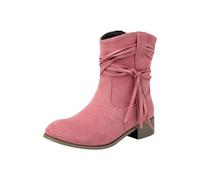 Generisch Botines para mujer elegantes, botas occidentales para mujer, de ante retro, botas de mujer, botas de vaquero con plataforma, botas de invierno, botas de tacón bajo, medias botas con cordones