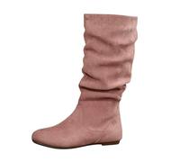 Generisch Botines para mujer, elegantes, de ante, planos, con hebilla, botas cortas, c贸modas, invierno, medias altas, un solo color, informales