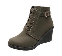 Generisch Botines para mujer otoño-invierno a la moda botas con cordones tacón de cuña suela gruesa botas cálidas cómodas botas de invierno elegantes botas cortas para el tiempo libre botas cortas
