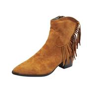 Generisch Botines para mujer, para el tiempo libre, de ante corto, elegantes, puntiagudos, con cremallera, para otoño e invierno, botas de entretiempo con flecos