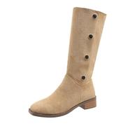 Generisch Botines para mujer, para invierno, cálidos, de un solo color, con tacón de bloque, botas de entretiempo, elegantes botas de equitación, para invierno, otoño, caqui, 40.5 EU