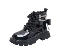 Generisch Botines para niña con tacón en bloque, suela de perfil, botines elegantes, color negro, zapatos planos para niña, antideslizantes, Negro , 35 EU