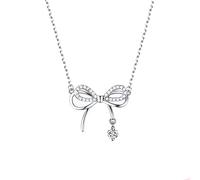 Generisch Bowknot Collar Colgante Luz Lujo Diseño Temperamento Pareja Cadenas Para Ella Y Él Acero Inoxidable, metal, Sin gemas