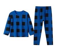 Generisch Boys Pajamas SetsChildren's Spring and Autumn Long Boys and Girls Winter Bottom Warm Pajamas Set, azul, 120/6T