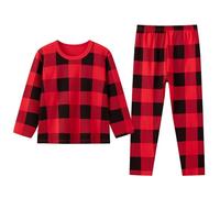 Generisch Boys Pajamas SetsChildren's Spring and Autumn Long Boys and Girls Winter Bottom Warm Pajamas Set, rojo, 120/6T