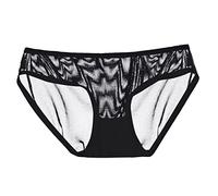 Generisch Bragas para mujer de malla transparente con bragas bajas sin costuras en un bonito diseño para seductor y cómodo, Negro , XL