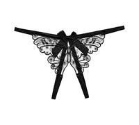 Generisch Braguitas para mujer sexy con cinturón fino abierto abierto tanga T pantalones transparentes cintura baja talla dividida sexy mariposa bordada ropa interior bragas cintura alta mujer,