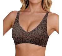 Generisch Bralette de encaje inalámbrico con agarre sin aros, copas elásticas para adolescentes, estampado clásico de leopardo, ideal para cierre de tres filas, se puede usar durante todo el año