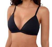 Generisch Bralette de triángulo sin aros, sin forro, sin costuras, sin tirantes, cómodo sujetador diario sin relleno, Negro , S