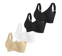 Generisch Brasier para mujer mayor, sujetador transpirable con cierre frontal, sujetador sin aros para mujeres mayores, paquete de 4 unidades de lactancia, a, XXL