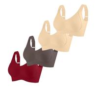 Generisch Brasier para mujer mayor, sujetador transpirable con cierre frontal, sujetador sin aros para mujeres mayores, paquete de 4 unidades de lactancia, W, 5XL