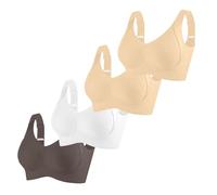 Generisch Brasier para mujer mayor, sujetador transpirable con cierre frontal, sujetador sin aros para mujeres mayores, paquete de 4 unidades de lactancia, O, 4XL