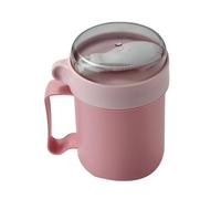 Generisch Breakfast Cup 500 ml - Cuenco de cereal con cuchara plegable para el almuerzo On-the-Go | Tapa resistente a fugas con material, contenedor multiusos para escuela, oficina, picnic, camping