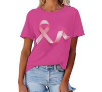 Generisch Breast Cancer Advocacy Women Print Camisas de verano diarias para mujer con cuello redondo Neón Top Mujer, b, XXL