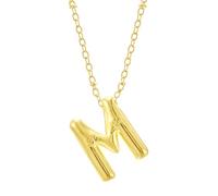 Generisch Bubble Letter Necklace Gold Initial Necklaces For Women Trendy Chunky Charm Pendant Jewelry Birthday Teen Her Mom Grandma Wife Sister Collares Niñas, Aleación de cinc, Sin gemas