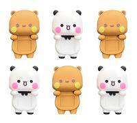 Generisch Bubu Dudu Oso Decoraciones, 6 Unidades Mini Oso Figuras Dudu Bubu Divertidas Figuras de Oso de Dibujos Animados Decoraciones para Escritorio, Ordenador, Teléfono Móvil, Coche