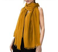 Generisch Bufanda de algodón y lino para mujer, para todo el año, dorado, talla única