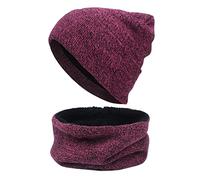 Generisch Bufanda de lana rosa vieja cálida, bonita, gorro de lana, bufanda, dos piezas, invierno, nieve, gorro de punto, guantes de paraguas, bufandas, gorro de esquí para hombre, Rosa intenso