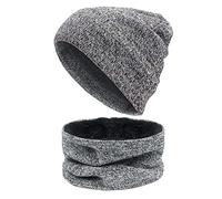 Generisch Bufanda de lana rosa vieja cálida, bonita, gorro de lana, bufanda, dos piezas, invierno, nieve, gorro de punto, guantes de paraguas, bufandas, gorro de esquí para hombre, gris, Talla única