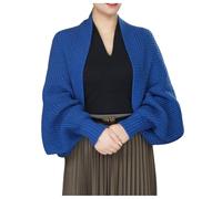 Generisch Bufanda de punto holgada de manga larga temperamento chaqueta funcional, azul, Talla única