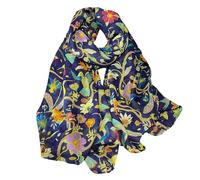 Generisch Bufanda para mujer con estampado floral en estilo vintage - Pañuelo ligero con estampado de colores | Accesorio decorativo para primavera y verano, Style_g01 Blue, Talla única